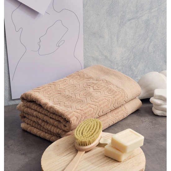 Πετσέτα Μπάνιου Serene Sienna Latte Jacquard Cotton Cokitex (80x150) 1Τεμ