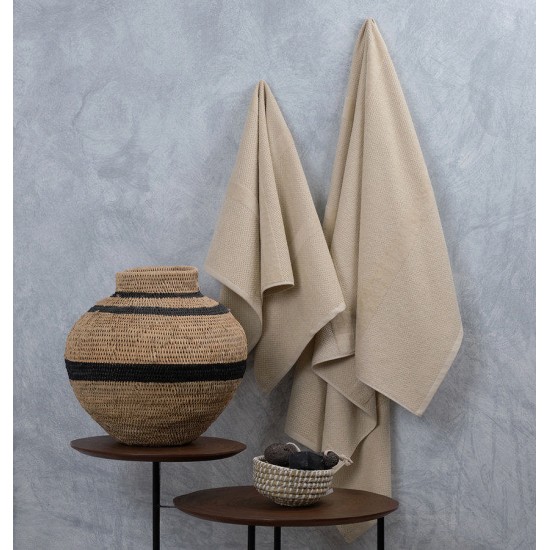 Πετσέτα Μπάνιου Serene Pop Corn Beige Jacquard Cotton Cokitex (80x150) 1Τεμ