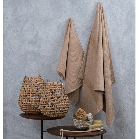 Πετσέτα Μπάνιου Serene Pop Corn Latte Jacquard Cotton Cokitex (80x150) 1Τεμ