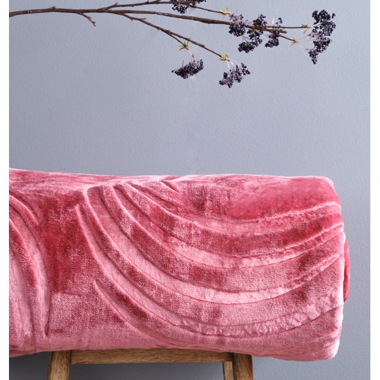 Κουβέρτα Βελουτέ Μονή Silk Touch Dusty Pink Cokitex (160x220) 1Τεμ
