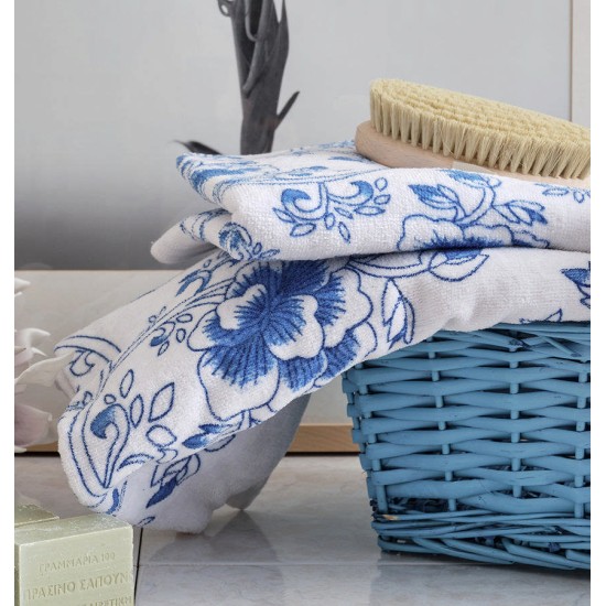 Πετσέτα Προσώπου MK Dahlia Blue Cotton Cokitex (50x90) 1Τεμ