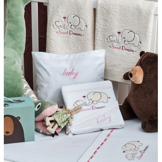 Πετσέτες Βρεφικές Με Κέντημα Ecru Σετ Baby Elephant Pink Cotton Cokitex 2Τεμ Πετσέτες Βρεφικές Με Κέντημα Ecru Σετ Baby Elephant Pink Cotton Cokitex 2Τεμ