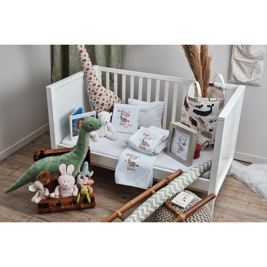 Πετσέτες Βρεφικές Με Κέντημα White Σετ Baby Girraffe Pink Cotton Cokitex 2Τεμ