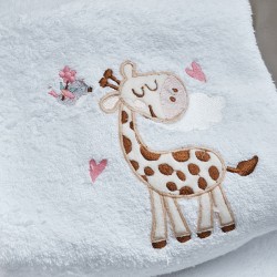 Πετσέτες Βρεφικές Με Κέντημα White Σετ Baby Girraffe Pink Cotton Cokitex 2Τεμ