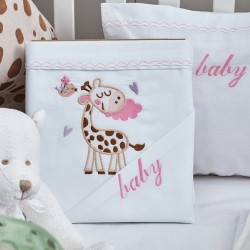 Σεντόνια Βρεφικά Με Κέντημα Κούνιας Σετ Baby Girraffe Pink Cotton Cokitex (120x160) 3Τεμ