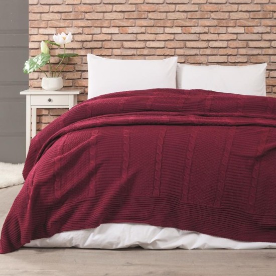 Κουβέρτα Πλεκτή Υπέρδιπλη Edenhill Burgundy Cokitex (220x240) 1Τεμ