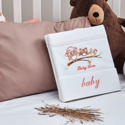 Πετσέτες Βρεφικές Με Κέντημα White Σετ Baby Owl Apricot Cotton Cokitex 2Τεμ