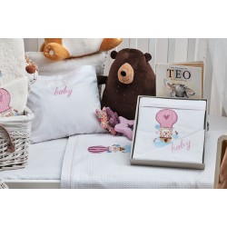 Σεντόνια Βρεφικά Με Κέντημα Κούνιας Σετ Baby Ballon Pink Cotton Cokitex (120x160) 3Τεμ Σεντόνια Βρεφικά Με Κέντημα Κούνιας Σετ Baby Ballon Pink Cotton Cokitex (120x160) 3Τεμ