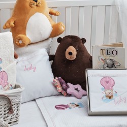 Πετσέτες Βρεφικές Με Κέντημα Ecru Σετ Baby Ballon Pink Cotton Cokitex 2Τεμ