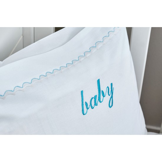 Σεντόνια Βρεφικά Με Κέντημα Κούνιας Σετ Baby Girraffe Blue Cotton Cokitex (120x160) 3Τεμ