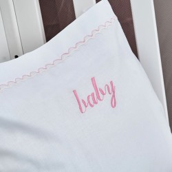 Σεντόνια Βρεφικά Με Κέντημα Κούνιας Σετ Baby Train Pink Cotton Cokitex (120x160) 3Τεμ