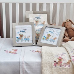 Πετσέτες Βρεφικές Με Κέντημα Ecru Σετ Baby Train Pink Cotton Cokitex 2Τεμ