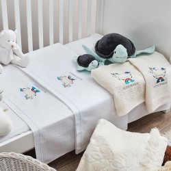 Πετσέτες Βρεφικές Με Κέντημα White Σετ Baby Unicorn Blue Cotton Cokitex 2Τεμ