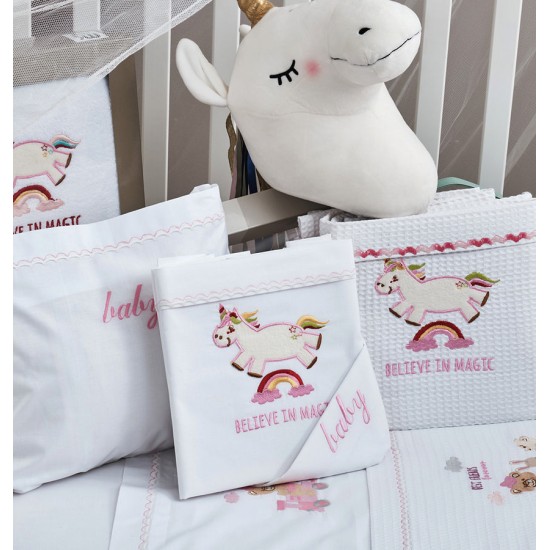 Σεντόνια Βρεφικά Με Κέντημα Κούνιας Σετ Baby Unicorn Pink Cotton Cokitex (120x160) 3Τεμ Σεντόνια Βρεφικά Με Κέντημα Κούνιας Σετ Baby Unicorn Pink Cotton Cokitex (120x160) 3Τεμ