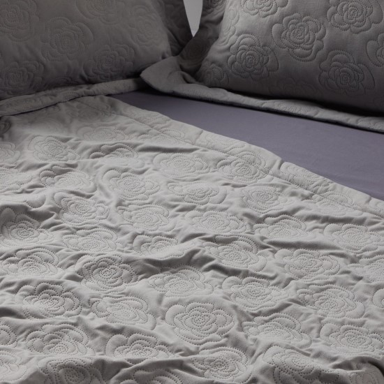 Κουβερλί King Size Happy 0287 Grey Microvelvet Das Home (240x250) 1Τεμ