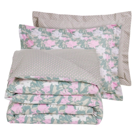 Παπλωματοθήκη Υπέρδιπλη Σετ Daily 3175 Green-Pink Cotton Das Home (220x240) 3Τεμ