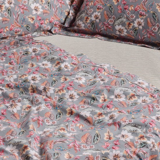 Παπλωματοθήκη Υπέρδιπλη Σετ Daily 3176 Grey-Pink Cotton Das Home (220x240) 3Τεμ