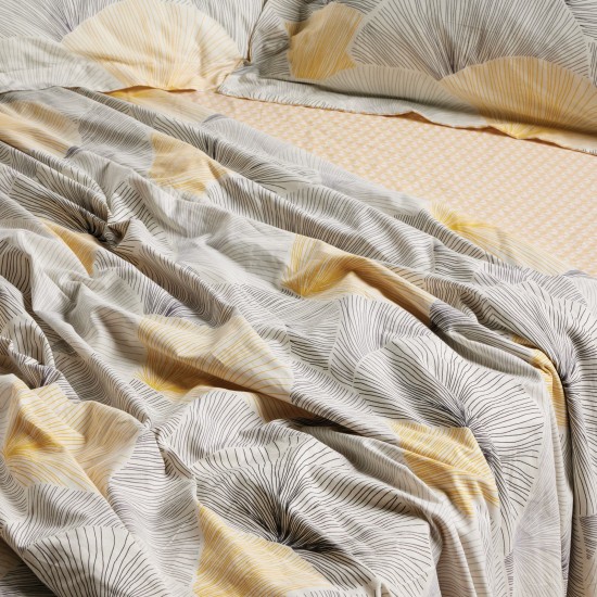 Παπλωματοθήκη Μονή Σετ Happy 9685 Grey-Ochre Cotton Das Home (160x240) 2Τεμ