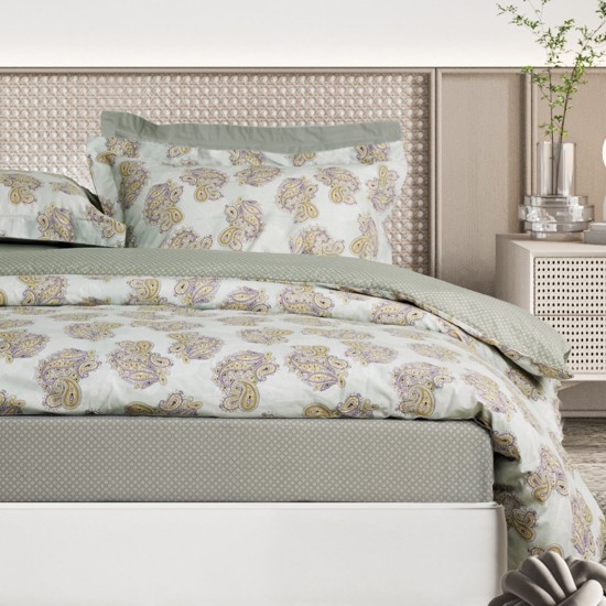 Παπλωματοθήκη Υπέρδιπλη Σετ Happy 9686 Mint Cotton Das Home (220x240) 3Τεμ