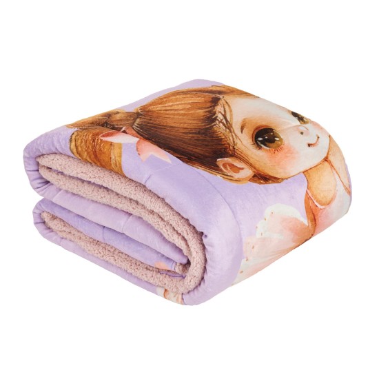 Κουβερτοπάπλωμα Παιδικό Με Sherpa Μονό Kids 4972 Pink-Purple Fleece Das Home (160x220) 1Τεμ