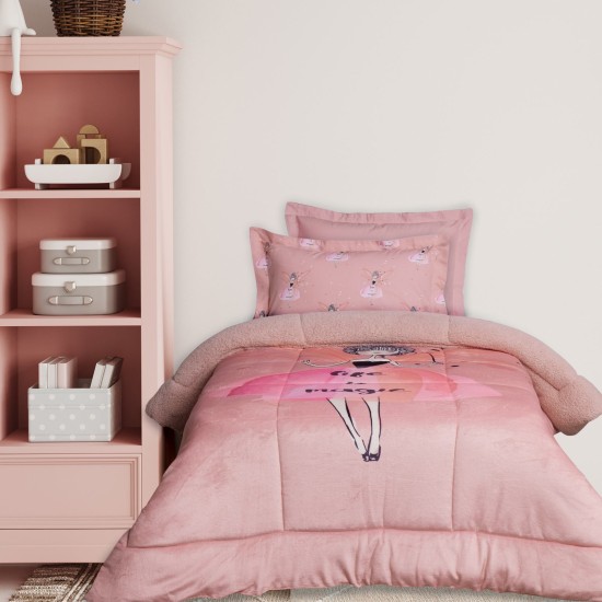 Κουβερτοπάπλωμα Παιδικό Με Sherpa Μονό Kids 4973 Pink Fleece Das Home (160x220) 1Τεμ