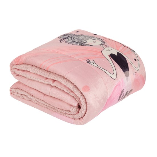 Κουβερτοπάπλωμα Παιδικό Με Sherpa Μονό Kids 4973 Pink Fleece Das Home (160x220) 1Τεμ
