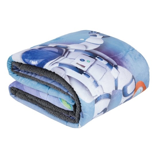 Κουβερτοπάπλωμα Παιδικό Με Sherpa Μονό Kids 4975 Blue-Grey Fleece Das Home (160x220) 1Τεμ