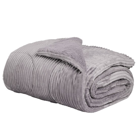 Κουβερτοπάπλωμα Με Sherpa Υπέρδιπλο Blankets 1365 Grey Fleece Das Home (220x240) 1Τεμ