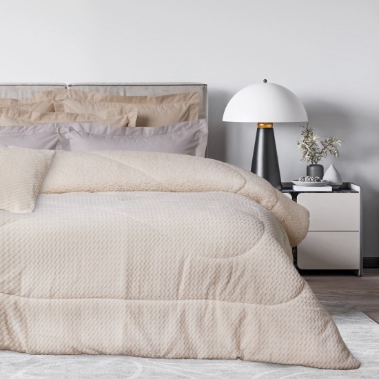 Κουβερτοπάπλωμα Με Sherpa Μονό Blankets 1366 Ecru Fleece Das Home (160x220) 1Τεμ