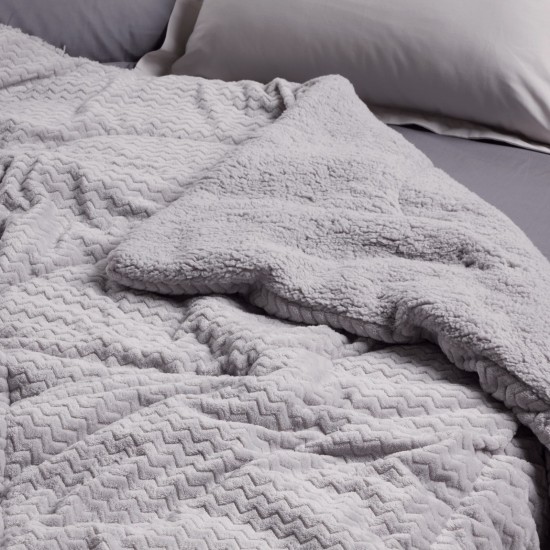 Κουβερτοπάπλωμα Με Sherpa Μονό Blankets 1368 Grey Fleece Das Home (160x220) 1Τεμ