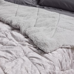 Κουβερτοπάπλωμα Με Sherpa Μονό Blankets 1377 Grey Velvet Das Home (160x220) 1Τεμ