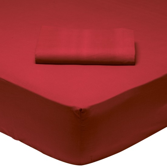 Κατωσέντονο Υπέρδιπλο Best 1014 Bordeaux Cotton Das Home (160x200+35) Με Λάστιχο 1Τεμ
