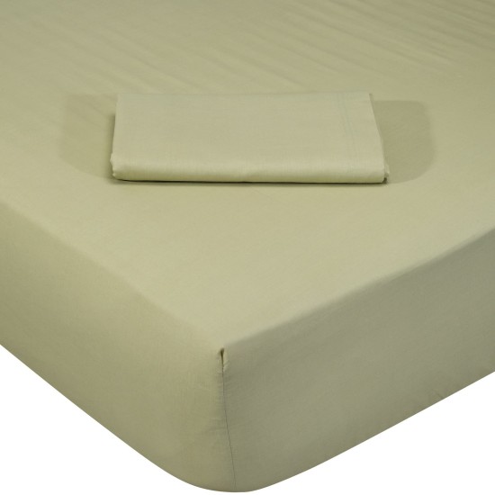 Κατωσέντονο Υπέρδιπλο Best 1016 Green - Olive Cotton Das Home (160x200+35) Με Λάστιχο 1Τεμ