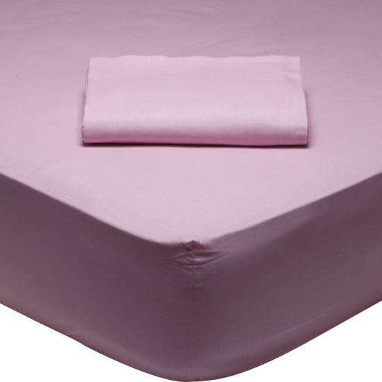 Κατωσέντονο Μονό Best Line Colours 1012 Pink Cotton Das Home (100x200+35) Με Λάστιχο 1Τεμ