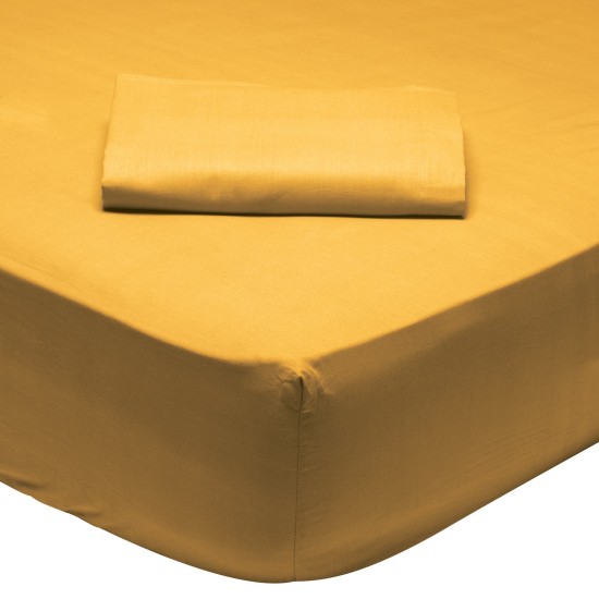Κατωσέντονο Υπέρδιπλο Best 1019 Mustard Cotton Das Home (160x200+35) Με Λάστιχο 1Τεμ