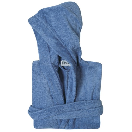 Μπουρνούζι Με Κουκούλα Casual 5909 Dusty Blue Cotton Das Home 1Τεμ