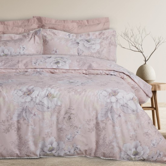Σεντόνια King Σετ Prestige 1711 Grey-Pink Satin Cotton Das Home (250x270) 4Τεμ