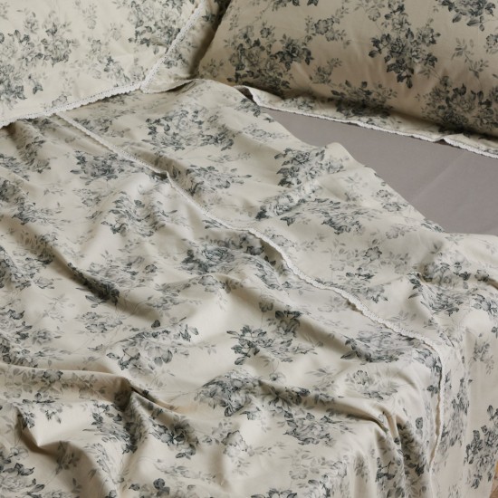 Παπλωματοθήκη Υπέρδιπλη Σετ Prestige 1712 Grey-Ivory Satin Cotton Das Home (220x240) 3Τεμ