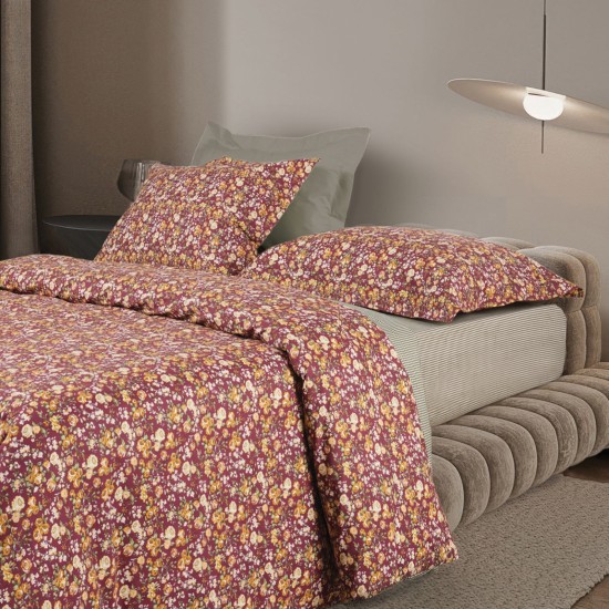 Σεντόνια King Σετ Happy 9683 Bordeaux-Green Cotton Das Home (260x280) 4Τεμ