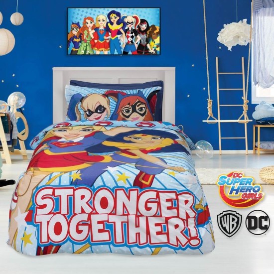 Κουβερλί Μονό Σετ DC Super Hero Girls 5005 Stronger Together Cotton Das Home (160x240) 2Τεμ