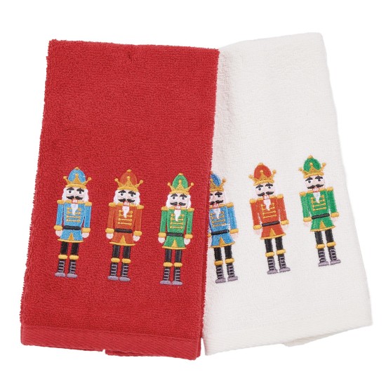 Ποτηρόπανα Χριστουγεννιάτικα Σετ Christmas 0810 White-Red Das Home (30x50) 2Τεμ