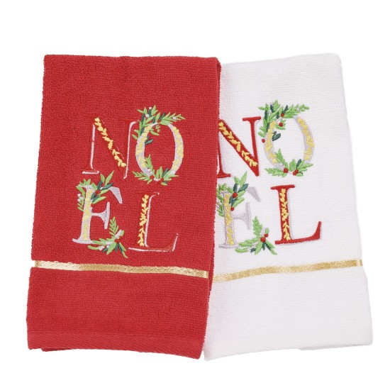 Ποτηρόπανα Χριστουγεννιάτικα Σετ Christmas 0813 White-Red Das Home (30x50) 2Τεμ