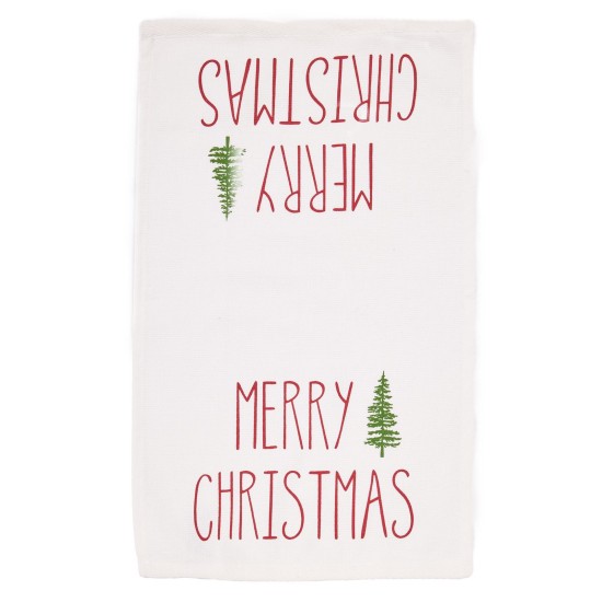 Ποτηρόπανα Χριστουγεννιάτικα Σετ Christmas 0816 White-Red Das Home (30x50) 2Τεμ