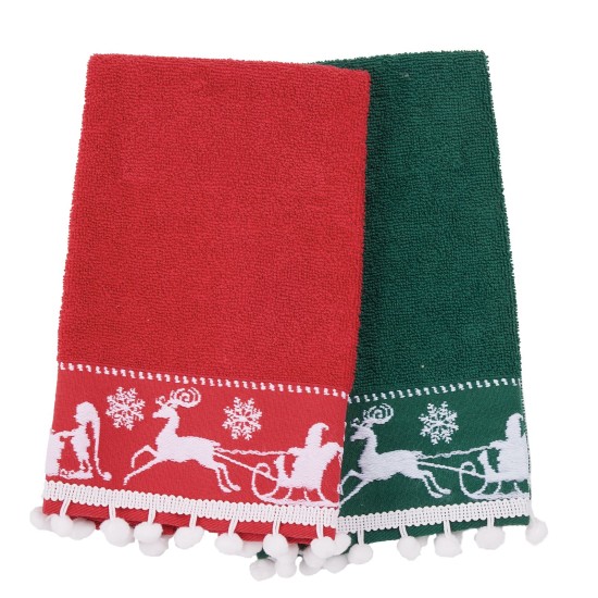 Ποτηρόπανα Χριστουγεννιάτικα Σετ Christmas 0818 Green-Red Das Home (30x50) 2Τεμ