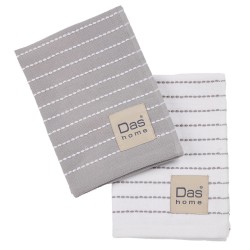 Ποτηρόπανα Σετ Kitchen 0824 Grey-White Cotton Das Home (30x50) 2Τεμ