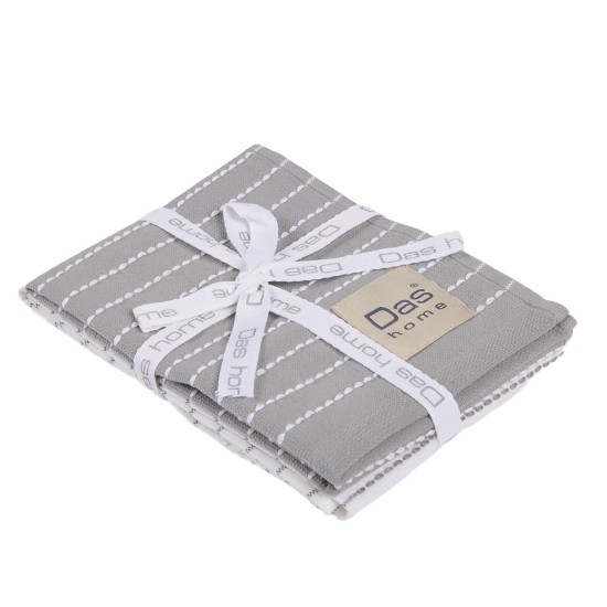 Ποτηρόπανα Σετ Kitchen 0824 Grey-White Cotton Das Home (30x50) 2Τεμ