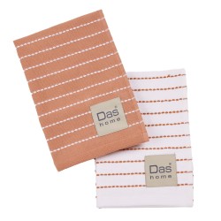 Ποτηρόπανα Σετ Kitchen 0826 Teracotta-White Cotton Das Home (30x50) 2Τεμ