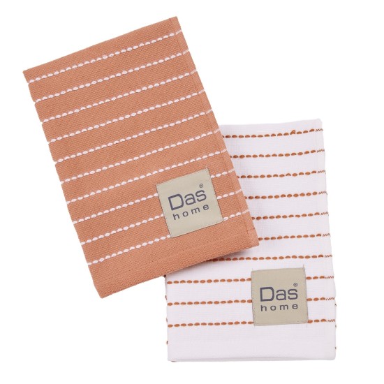 Ποτηρόπανα Σετ Kitchen 0826 Teracotta-White Cotton Das Home (30x50) 2Τεμ