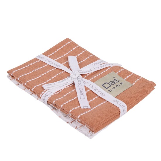 Ποτηρόπανα Σετ Kitchen 0826 Teracotta-White Cotton Das Home (30x50) 2Τεμ