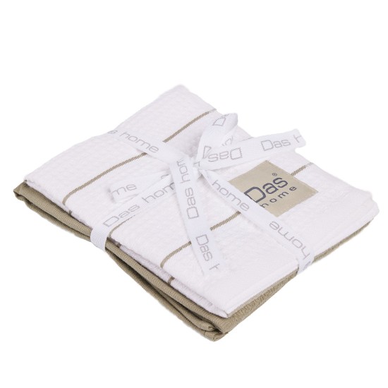 Ποτηρόπανα Σετ Kitchen 0827 Green -White Cotton Das Home (30x50) 2Τεμ